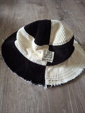 BDG Black and Cream Corduroy Patchwork Bucket Hat